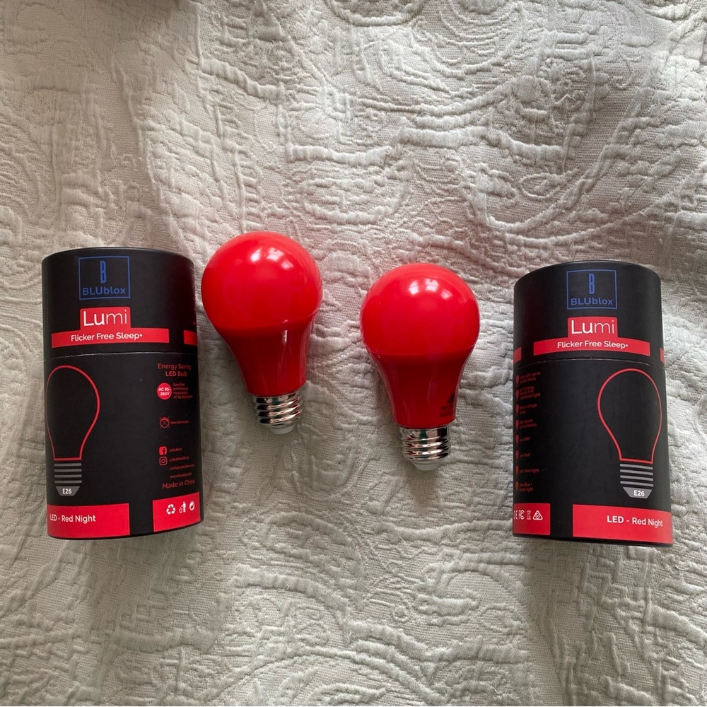 2 Set Blublox LUMI (EMR-TEK) Flicker Free Sleep+ Red Night Bulb LED- E26 Red